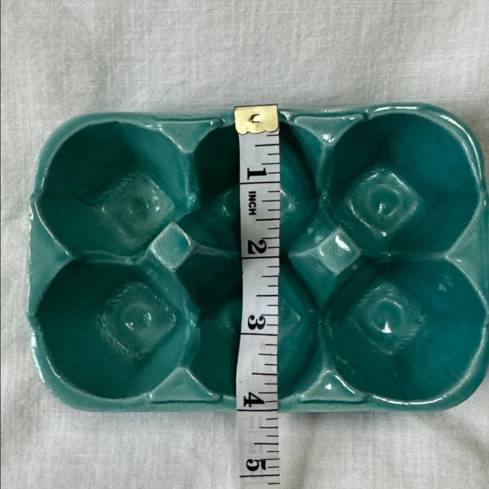 ANTHROPOLOGIE biscuit HALF-DOZEN 6 EGG CRATE TURQUOISE Blue STONEWARE #25442534